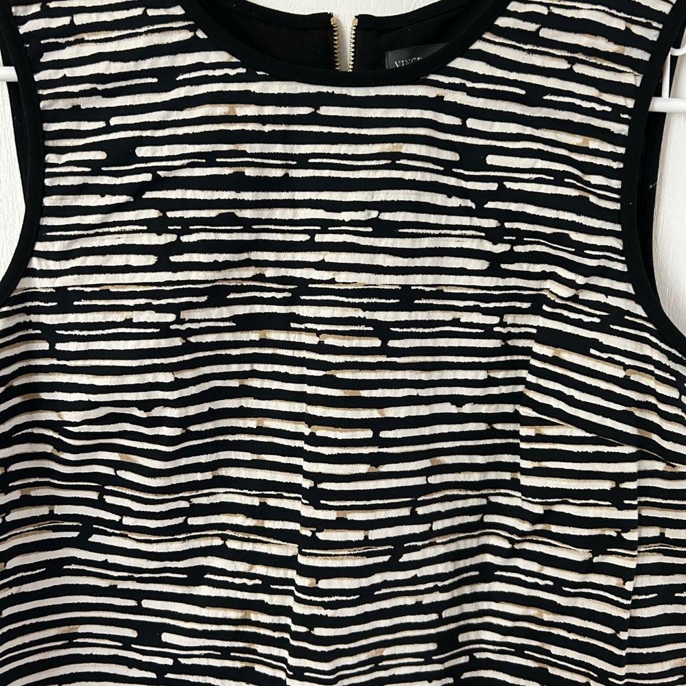 Vince Camuto Black and White Striped Sleeveless Top